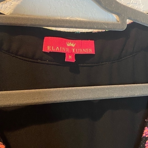 Elaine Turner Embroidered Tia Black Maxi Dress - Medium - Picture 4 of 16